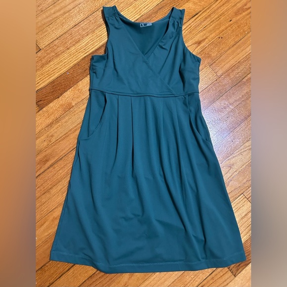 Eddie Bauer Aster 7 Day Crossover Waist Dress Moisture Green Size Small Petite - Picture 5 of 10